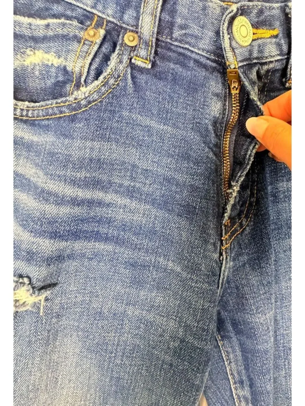 MOUSSY Vintage Glendale Skinny Jeans Distressed Raw Hem Denim Size 26